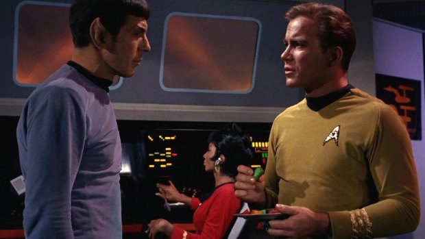 Leonard Nimoy as Mr Spock in a scene from the original Star Trek.