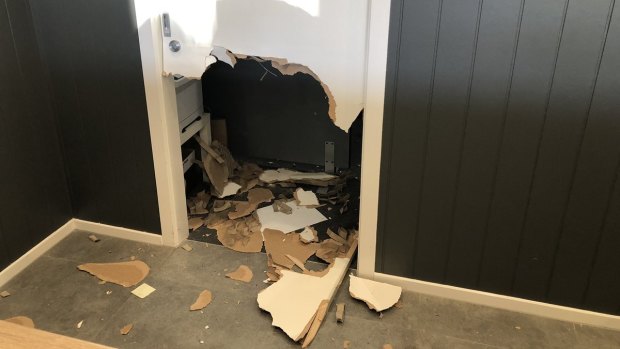 Damage to the Abode Hotel in the Canberra suburb of Kingston.