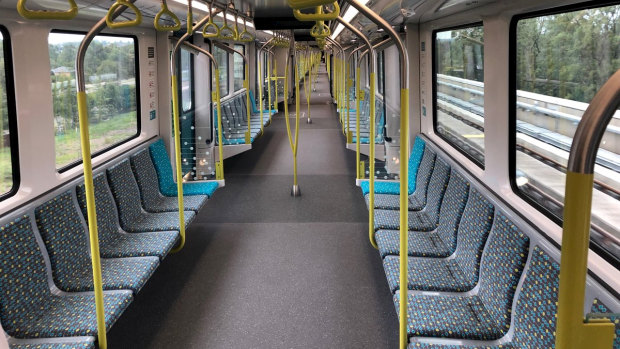 Inside one of the driverless metro trains.