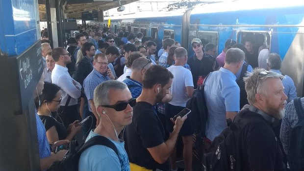 Crowds at Richmond Station as train delays bite on Monday.