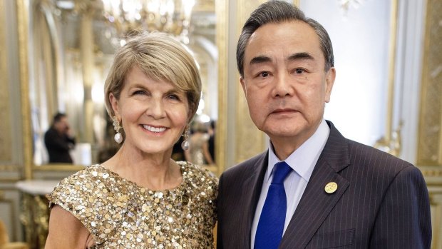 Australian Foreign Minister, Julie Bishop with Chinese Foreign Minister Wang Yi.