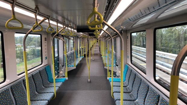 Inside one of the driverless metro trains.