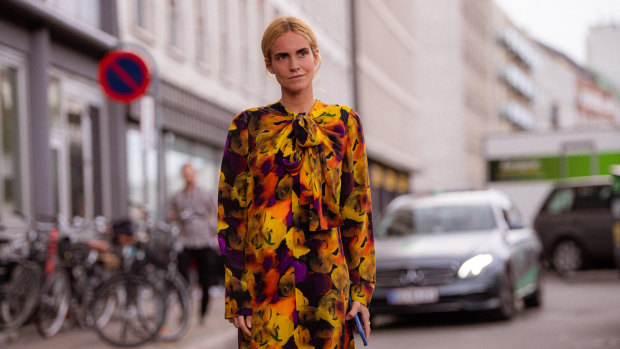 Stylist Blanca Miro Scrimieri outside the Ganni show at Copenhagen Fashion Week.