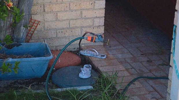 The water tap at the Beldon house where 11-year-old Denishar Woods received an electric shock. 