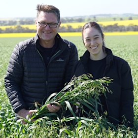 Ash Wiese (left) has been using C-Wise compost on his Narrogin farm for six years.