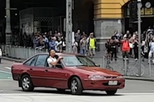 James Gargasoulas did "doughnuts" outside Flinders Street Station minutes before he murdered six people on Bourke Street.