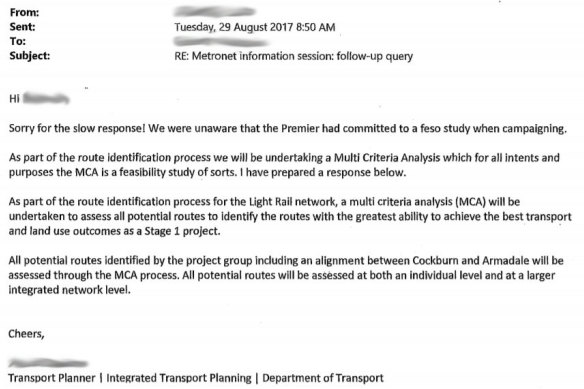 A freedom of information request revealed transport planners were unaware of the commitment until a member of the public made an inquiry.