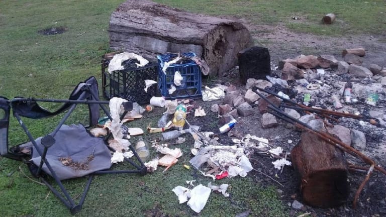Four large bags were needed to remove all the rubbish in the Wadbilliga National Park at Nelson Creek.