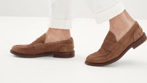 brunello cucinelli Suede unlined penny loafers
