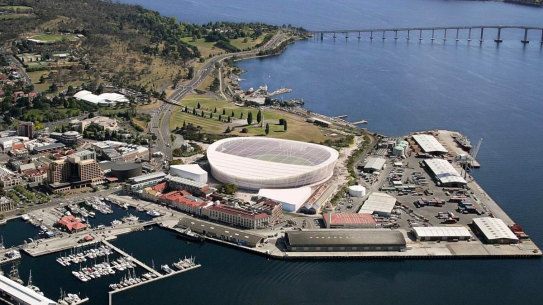 A computer-generated image of the proposed new stadium in Hobart.