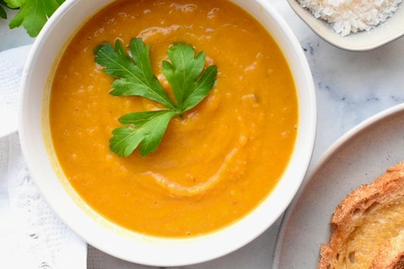 The classic pumpkin soup is crumpled with beta-carotene and other useful nutrients.