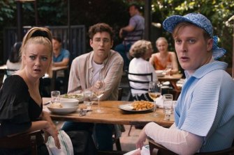 Meredith Hagner, John Reynolds and John Early are Dory’s (Alia Shawkat) outrageous though dysfunctional friends in Search Party.
