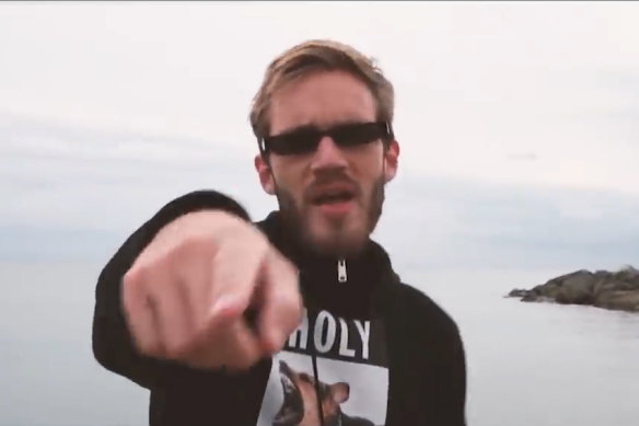 A still from a satirical music clip by Kjellberg.