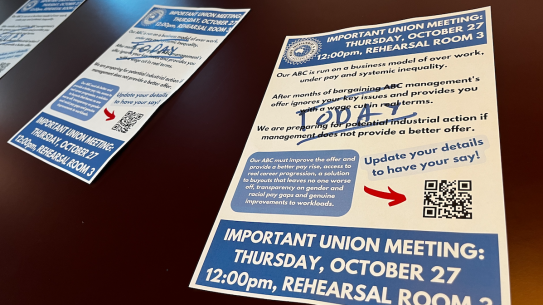 ABC staff gave management a shortened list of demands last week.