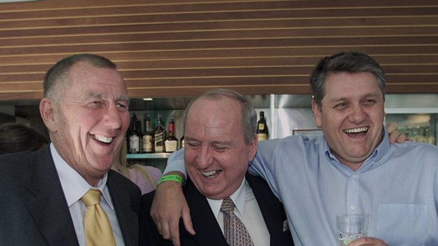 Happier times: John Singleton, Alan Jones and Ray Hadley in 2002.