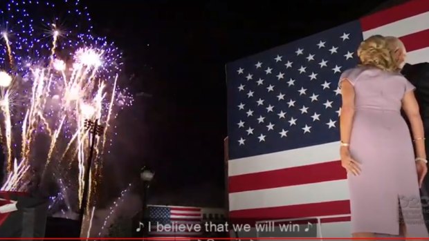 Joe and Jill Biden watch the fireworks.