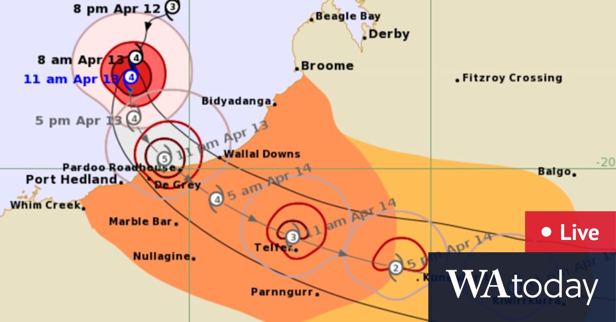 Cyclone Ilsa LIVE updates: BOM issues warning for Port Hedland; WA coastline as storm prepares to hit at midnight - Vimarsana News
