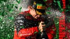 Charles Leclerc celebrates after his win at the Australian Grand Prix.