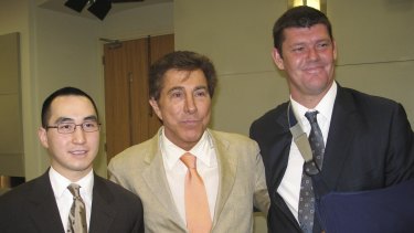 Lawrence Ho, former Wynn Resorts CEO Steve Wynn, and James Packer in Macau in 2006.