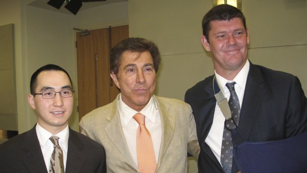 Lawrence Ho, former Wynn Resorts CEO Steve Wynn, and James Packer in Macau in 2006.