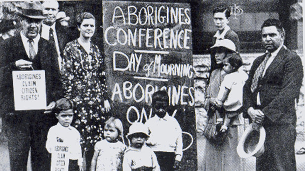 Participants in the Aboriginal Day of Mourning on January 26, 1938.