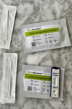 The “dodgy” rapid antigen test kits Alice’s husband purchased. 