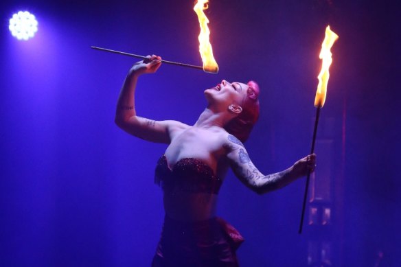 Fire-eater Clara Fable is one of the stars of Limbo – The Return at the West End Electric.