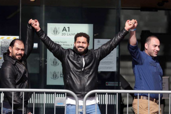 Mosque shooting victim Wasseim Alsati thanks supporters outside court in Christchurch on Thursday. "Love you all," he said.