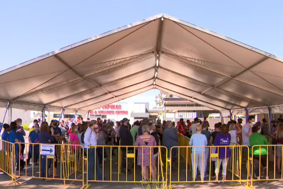 People faced long waits at COVID-19 testing sites in Shepparton on Wednesday.