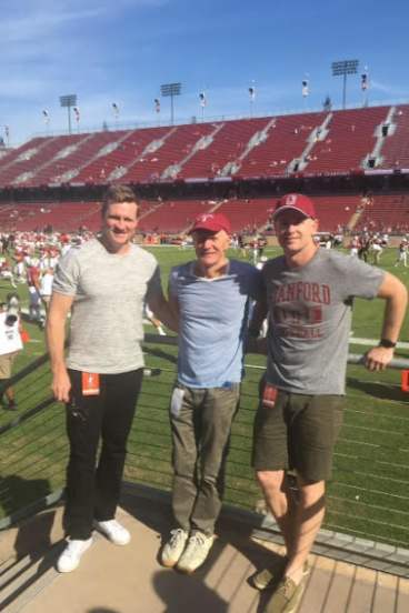 Nathan Buckley and Adam Simpson at Stanford's football ground.