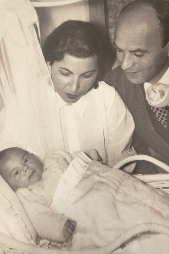 Francis and Albert Precel with their son, David, in Melbourne. 