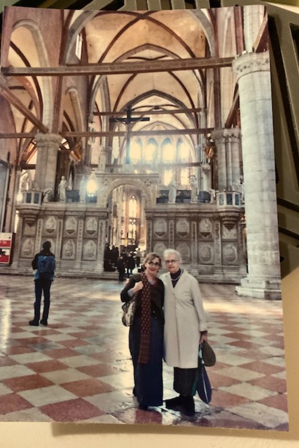 Aida Tomescu with her mother Ecaterina at the Frari in Venice. Ecaterina came to visit Tomescu in Sydney in 1987, and never left.