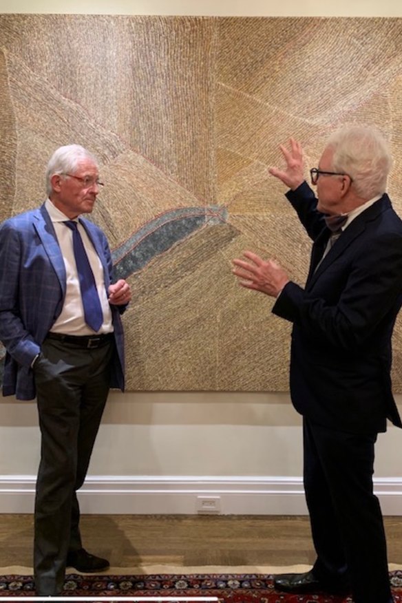 Steve Martin (right) with John Wilkerson. The pictures in the 60 over 50 exhibition came from their collections.