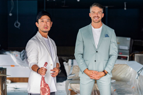 Chef Chase Kojima (left) with restaurant manager Thomas Malucelli at Tokyo Samba steakhouse in Bankstown.