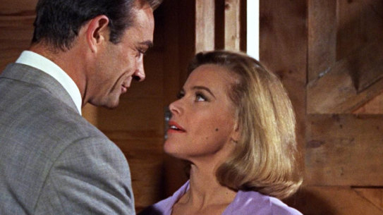 James Bond (Sean Connery) and Pussy Galore (Honor Blackman) in Goldfinger.