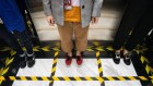 One person per square in an elevator at the Beijing headquarters of JD.com