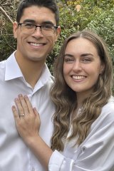 Newly engaged Ezra Holt and Sarah McDonald are looking forward to being back in each other’s arms on February 5. 