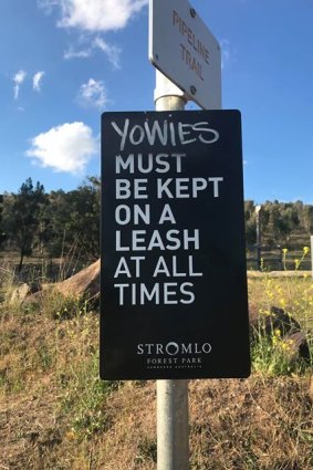 A worrying sign in Stromlo Forest Park.