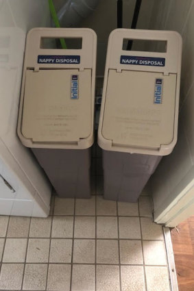 Adult nappy bins that used to be at House with No Steps homes for disabled people.