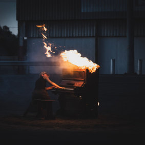 A previous performance of Annea Lockwood’s Piano Burning.