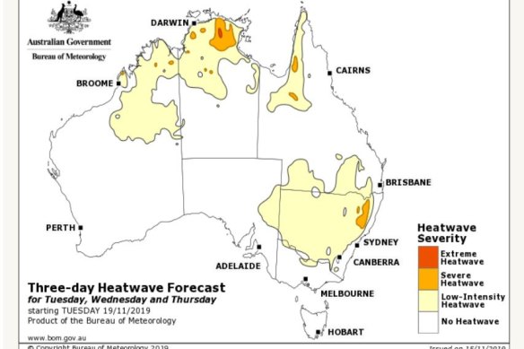 By the middle of next week, a large area of Australia will be in a heatwave of varying severity.