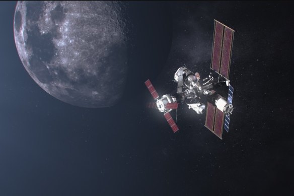 Illustrations of Artemis Gateway, which will serve as a multi-purpose outpost orbiting the Moon.