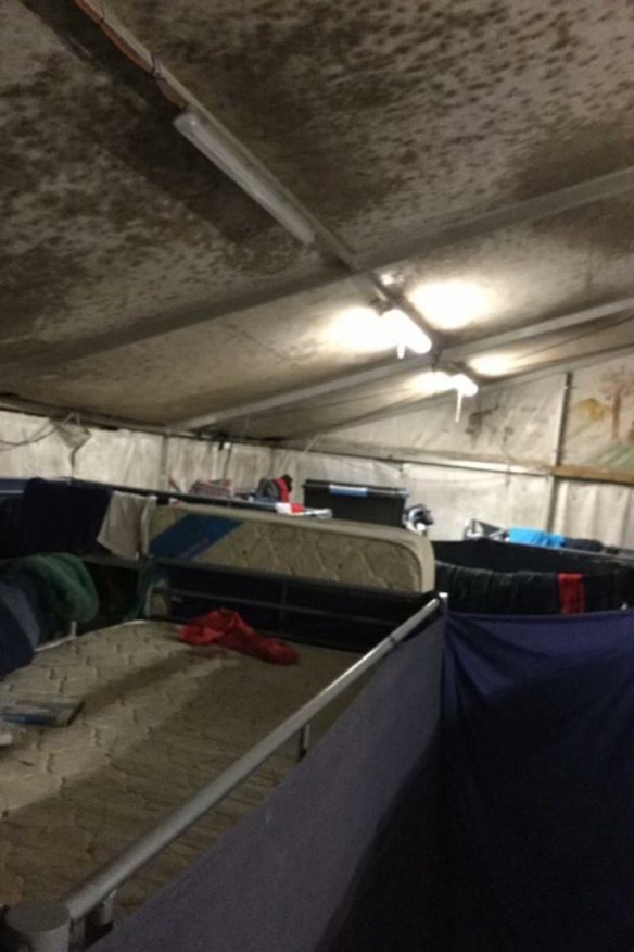 Tents where refugees lived in the Nauru detention centre camps were covered in mould. 
