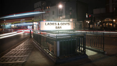 Ladies & Gents in Kentish Town, London - at night - a basement bar in a former public toilets.