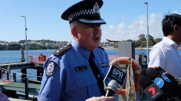 Fremantle District Inspector Sean Togher updates the media on the search.