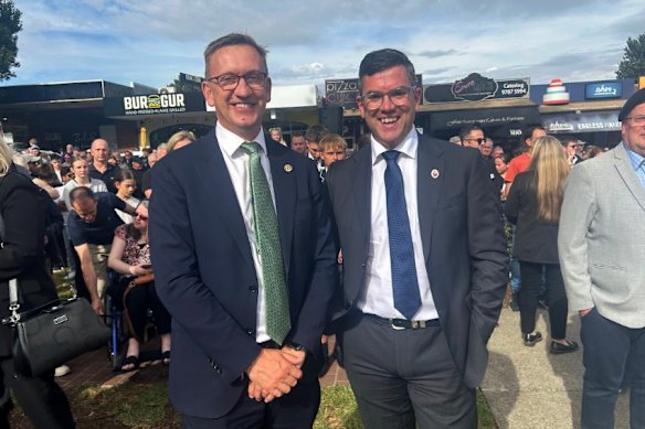 Labor MP Julian Hill and state Opposition Leader Brad Battin.