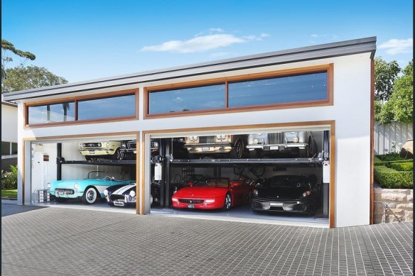 An unusual garage in a former home of Carmelo Pesce showcases some of his classic car collection – now in storage.