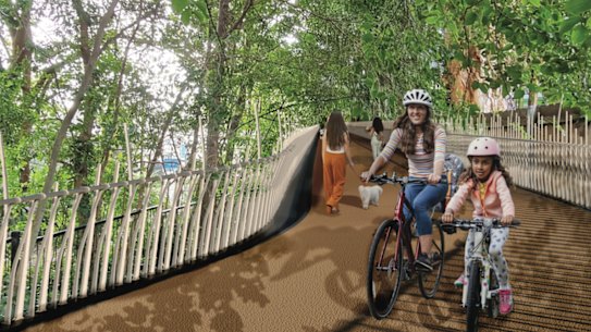 An artist’s impression of the Paddington Greenway pedestrian and cycling path.