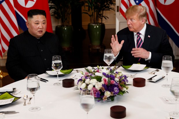 Donald Trump and Kim Jong-un at an earlier meeting.