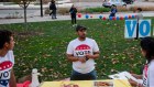Volunteers in Oakland, Pennsylvania. There are early signs of an unusually big turnout. 